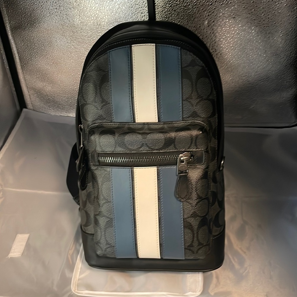 Coach West Pack in Signature Canvas with Varsity Stripe - NWOT